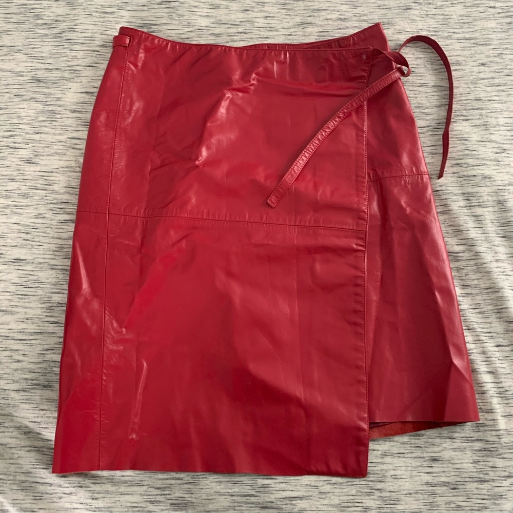 Sisley Leather Low Rise Midi Skirt